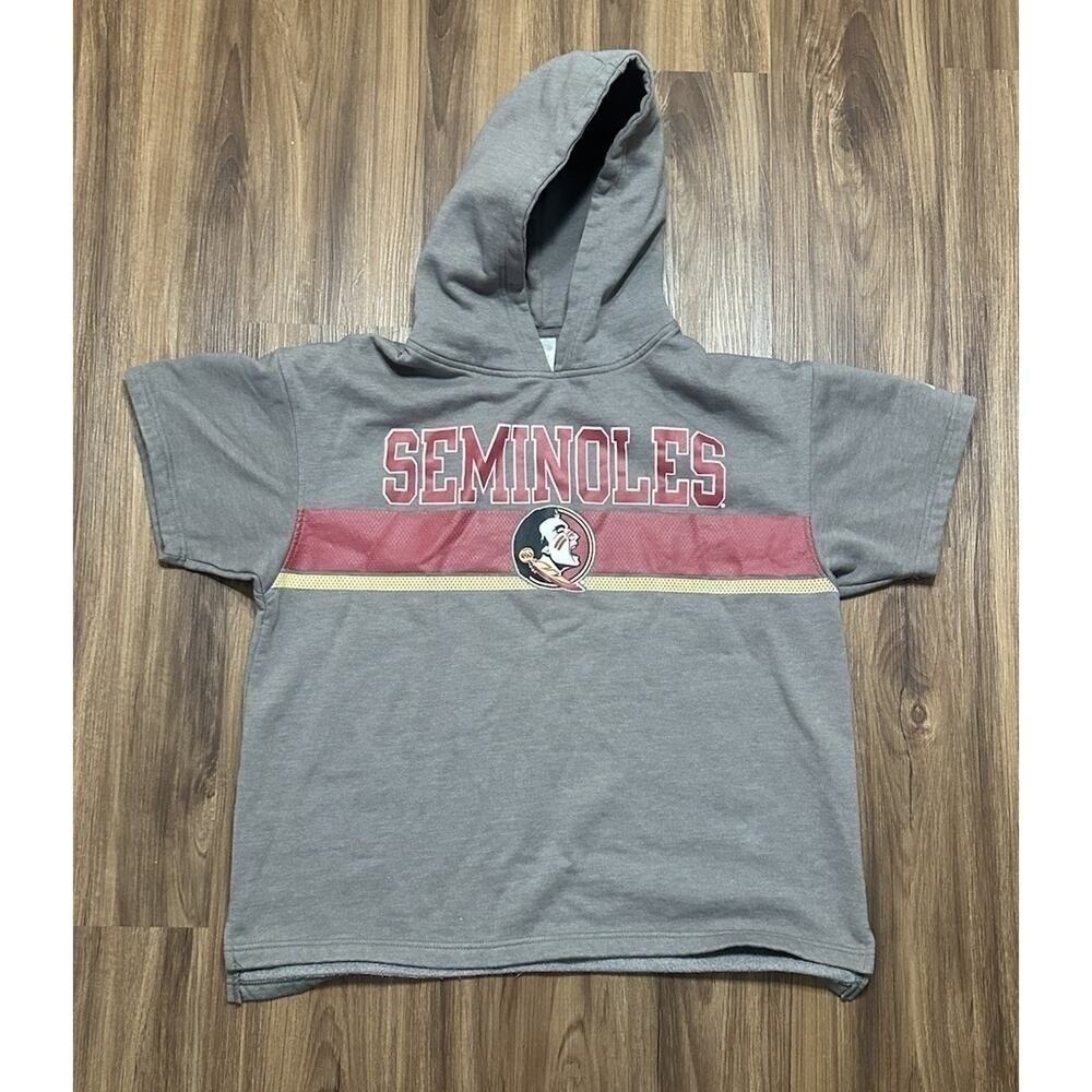 Russell Florida State Seminoles Short Sleeve Hoodie Sweatshirt Grey Men Sz L